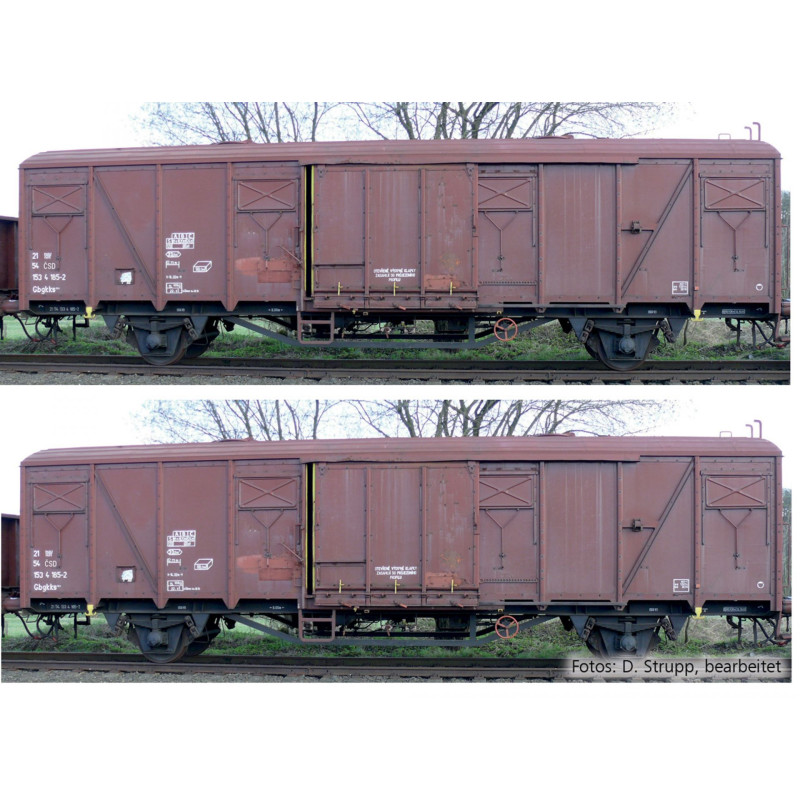 TILLIG set of 2  2-axle covered wagon Gbgkks ČSD, 4th series  H0