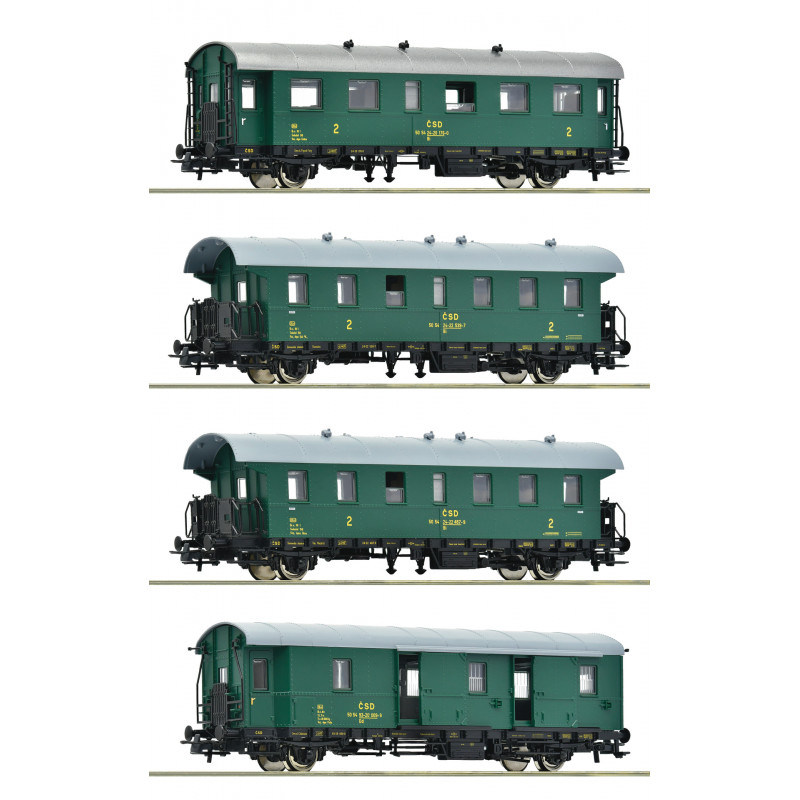 set 4 ks 2nápr. kořistních osobních vozů typu "Donnerbuchsen" ČSD H0