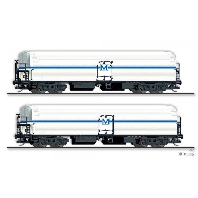 TILLIG set of 2 four-axle refrigerated freight cars Ttehkor DR, 3rd edition TT