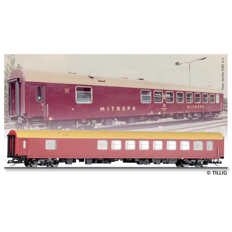 TILLIG 4-axle dining car "Mitropa" of the Bautzen DR series, 4th edition.   TT
