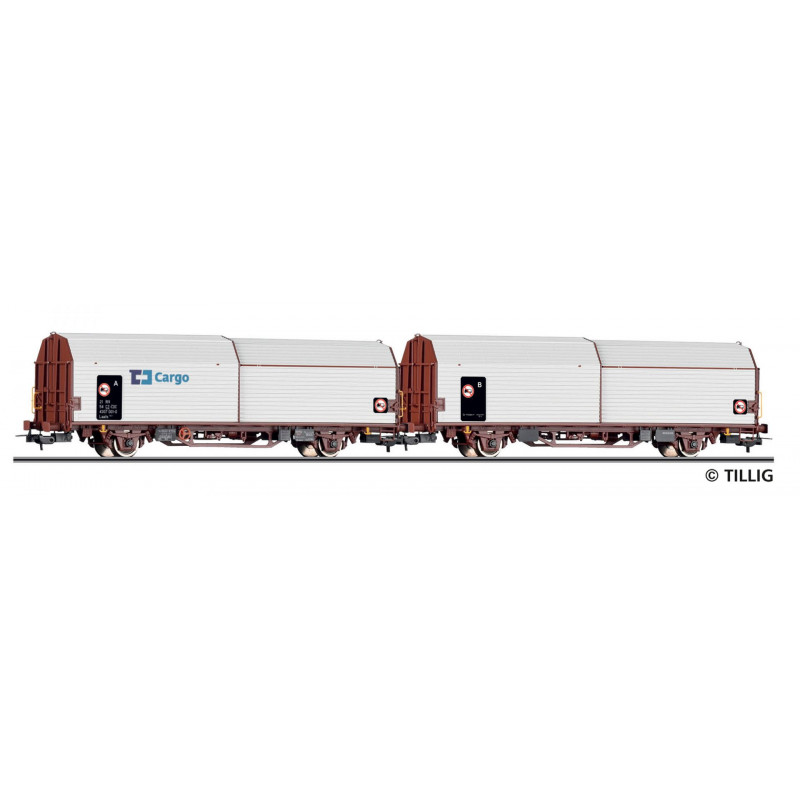 Set of 2 double-deck covered wagons with sliding walls Laails 142.1 ČD Cargo H0