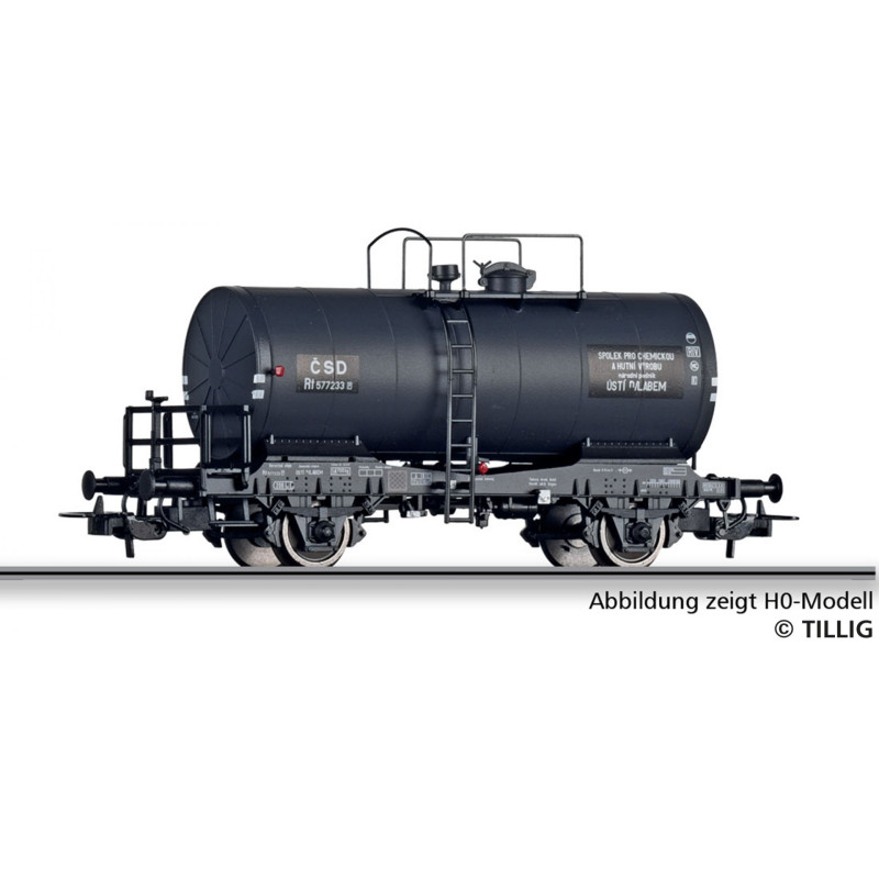 TILLIG 2-axle boiler wagon with brakeman's platform Rt ČSD Spolchemie, 3rd edition.   TT