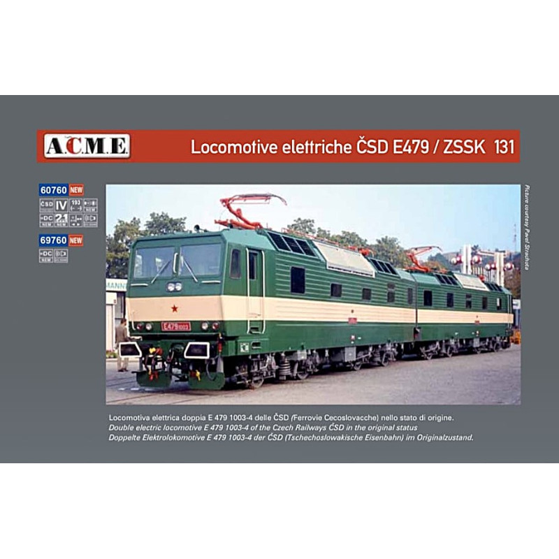 A.C.M.E. dvoudílná elektrická stejnosměrná lokomotiva E 479.1003 ČSD "Dvojička", 4.ep., digitál + zvuk    H0