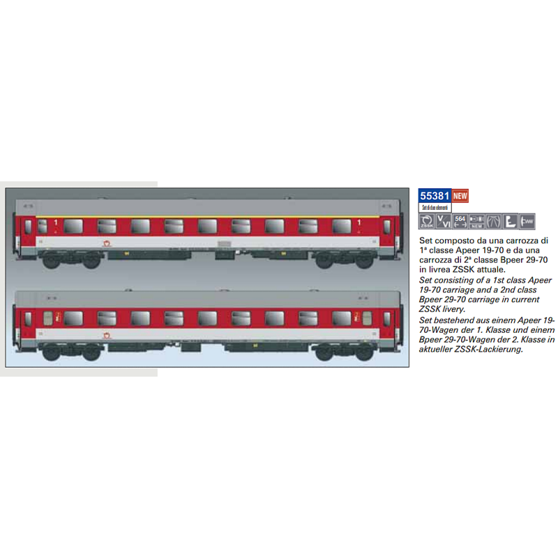 A.C.M.E. set 2 ks Apeer 19-70 1.třídy a Bpeer 29-70 2.třídy ZSSK,  nátěr "Blonski" , 6.ep.  H0