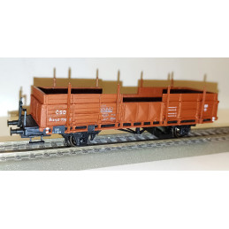 PRAGOMODEL  Otevřený nákl. vůz řady Vtdrp ČSD s plošinou bez prken nad bočními dveřmi, dřevěné bočnice, červenohnědý, 3.ep.  H0