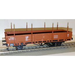 copy of CZMHAND  Otevřený 2nápr. nákladní vůz řady Vtd ČSD s brzdařskou budkou, dřevěné bočnice, červenohnědý, 3.ep.  H0