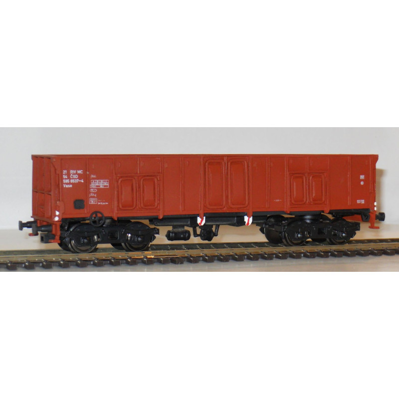 copy of CZMHAND  Otevřený 2nápr. nákladní vůz řady Vtd ČSD s brzdařskou budkou, dřevěné bočnice, červenohnědý, 3.ep.  H0