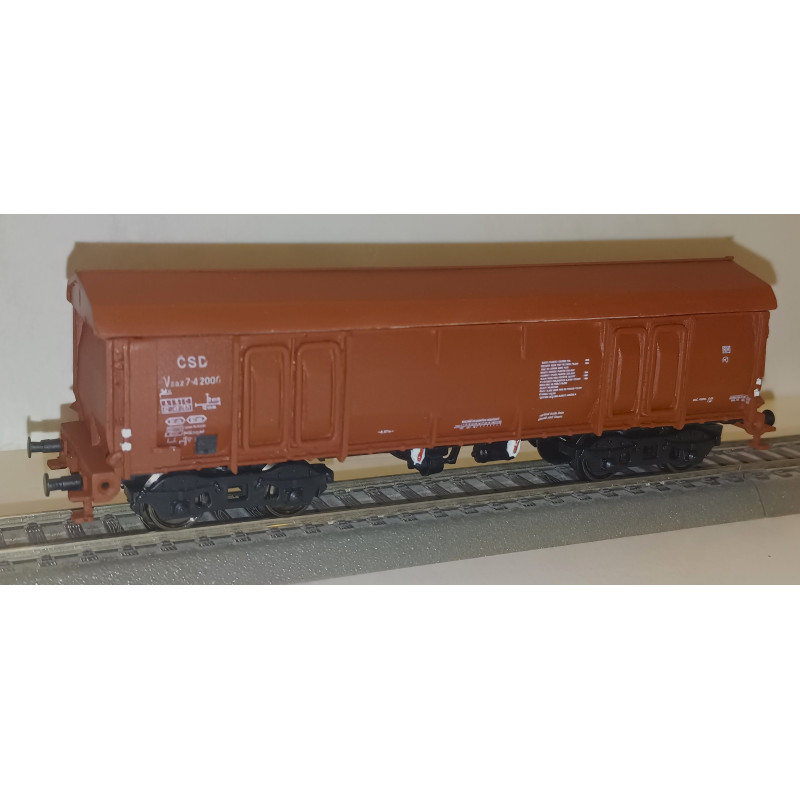 copy of CZMHAND  Otevřený 2nápr. nákladní vůz řady Vtd ČSD s brzdařskou budkou, dřevěné bočnice, červenohnědý, 3.ep.  H0