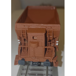 PRAGOMODEL  výsypný 2nápr. vůz ČSD Fd/St s brzdařskou budkou, hnědý, 4.ep.  H0