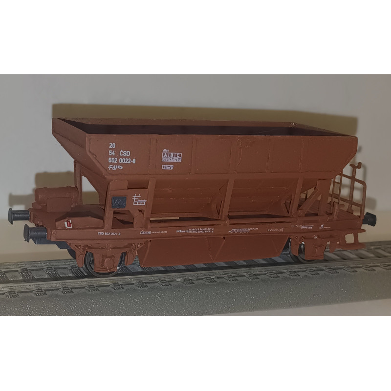 copy of CZMHAND  Otevřený 2nápr. nákladní vůz řady Vtd ČSD s brzdařskou budkou, dřevěné bočnice, červenohnědý, 3.ep.  H0