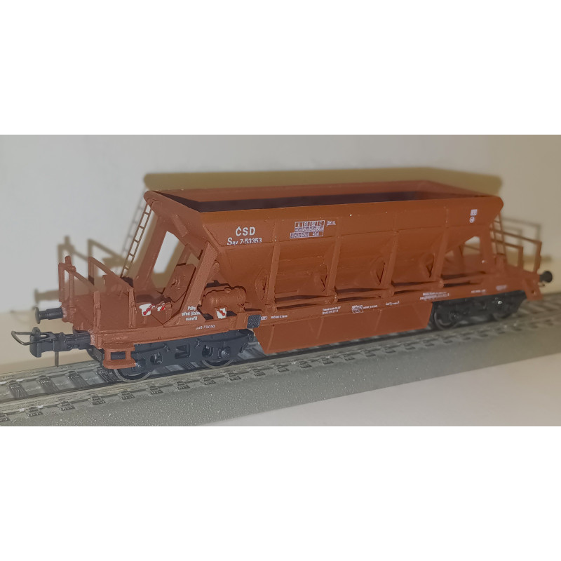 copy of CZMHAND  Otevřený 2nápr. nákladní vůz řady Vtd ČSD s brzdařskou budkou, dřevěné bočnice, červenohnědý, 3.ep.  H0