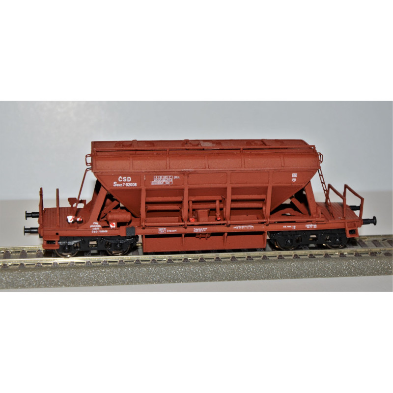 copy of CZMHAND  Otevřený 2nápr. nákladní vůz řady Vtd ČSD s brzdařskou budkou, dřevěné bočnice, červenohnědý, 3.ep.  H0