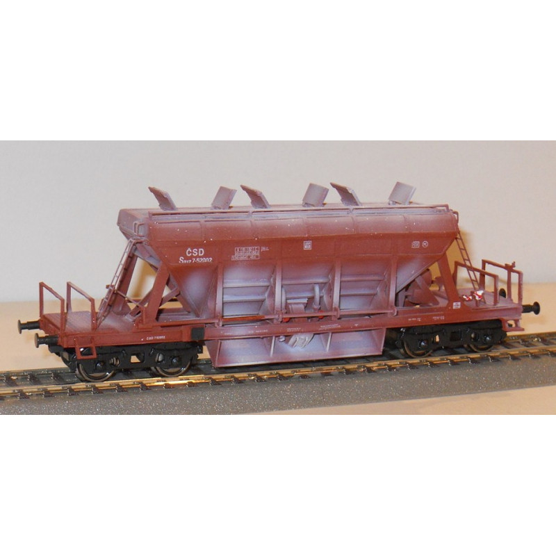 copy of CZMHAND  Otevřený 2nápr. nákladní vůz řady Vtd ČSD s brzdařskou budkou, dřevěné bočnice, červenohnědý, 3.ep.  H0