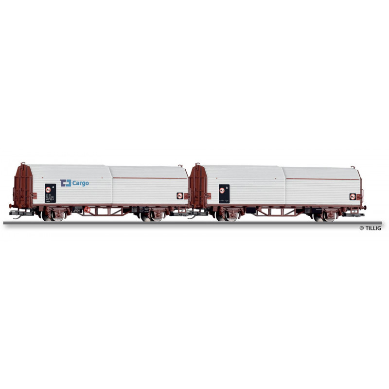 TILLIG  set of 2 double-deck covered wagons with sliding walls Laails 142.1 ČD Cargo TT